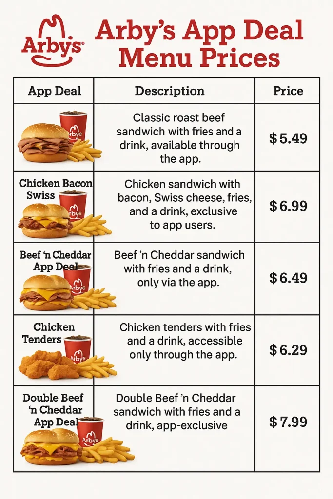 Arbys App Deal ​Menu Prices