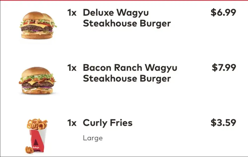 Arby’s BURGERS Menu