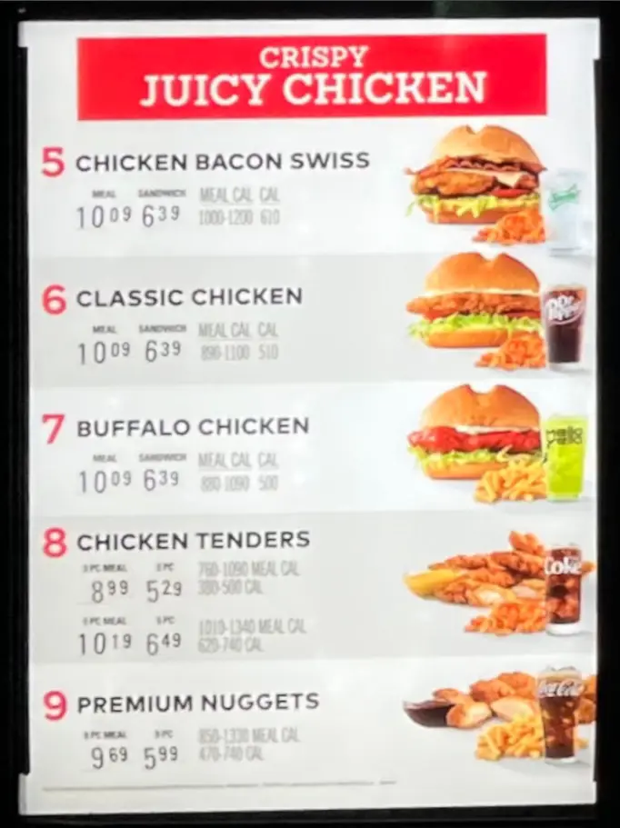 Arby’s CRISPY JUICY CHICKEN Menu