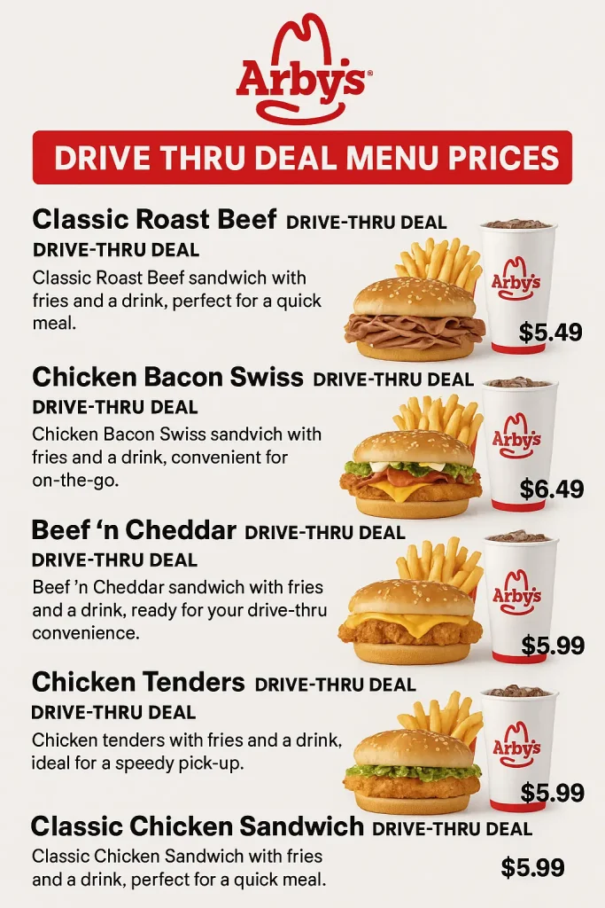 Arbys Drive Thru Deal ​Menu Prices